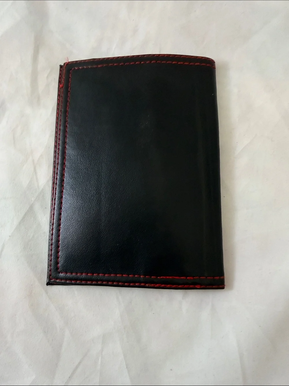 Leather like Passport Holder - Black with Red Stitching